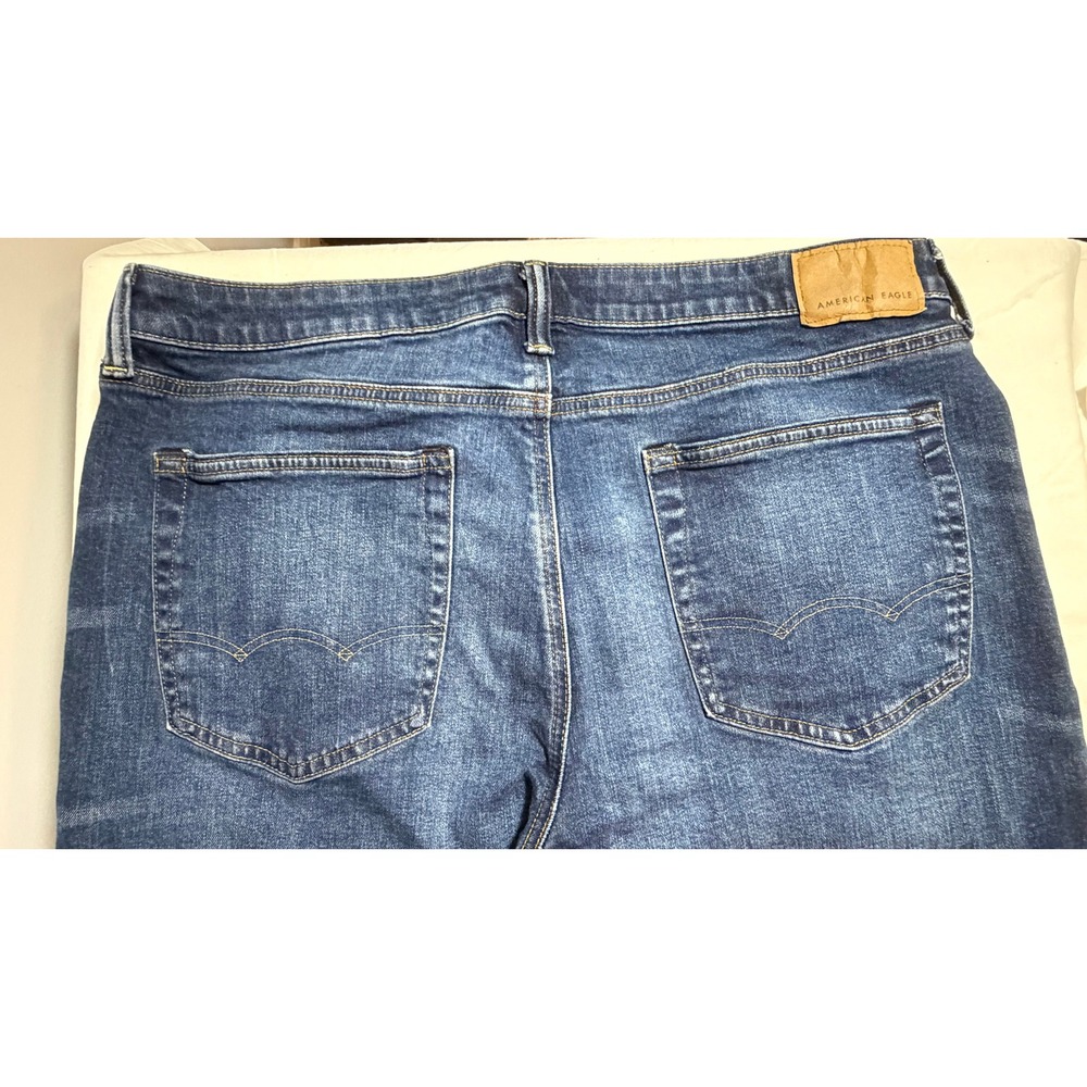 American Eagle Airflex+ Slim Straight Dark Wash Jeans Mens 36x32 Indigo 6249 - Picture 5 of 8